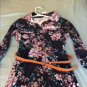 Shirt dress with belt